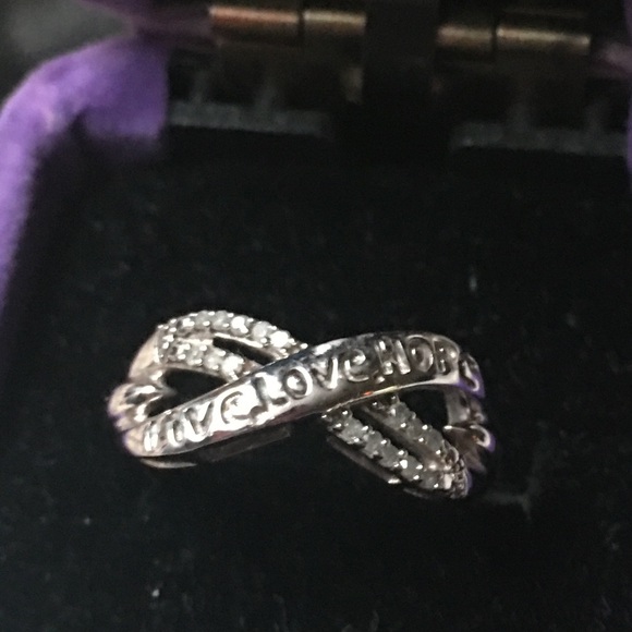 LIVE LOVE HOPE Real Diamond Infinite Ring - Picture 1 of 13